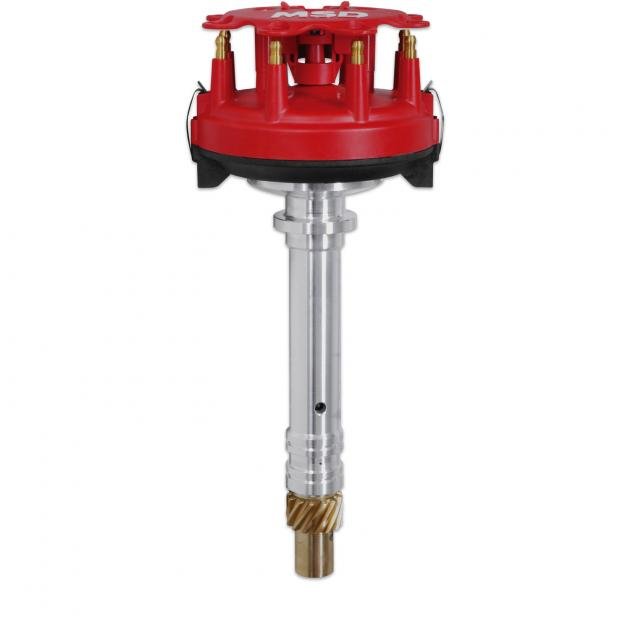 HEI Distributor; Racing Type w/Vac-Adv; Red Cap; Polished; For