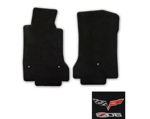 Corvette Mats, Ebony with Zo6 505HP Logo & Scrp, 2007-2010