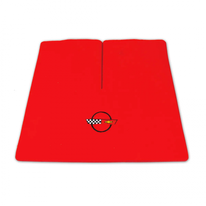 Corvette Cargo Mat, Velourtex Red with C4 Black, 1984-1990