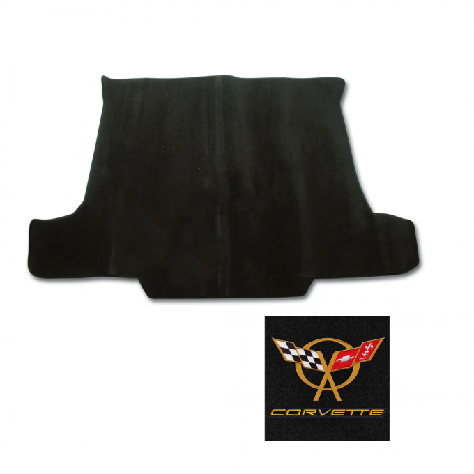 Corvette Cargo Mat, Blk with Gld C5 Dbl Lgo Convertible, 1998-2004