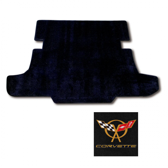 Corvette Cargo Mat, Blk with Gld C5 Dbl Logo Cp, 1997-2004