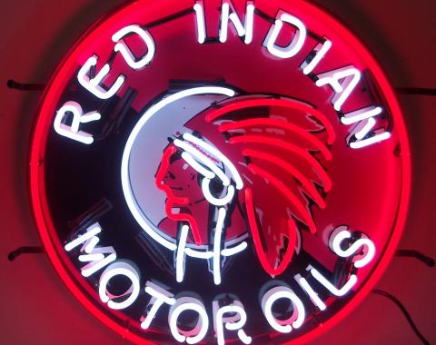 Neonetics Standard Size Neon Signs, Gas - Red Indian Motor Oils Neon Sign