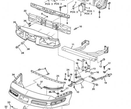 Corvette Bumper Cover Retainer, Front Center, 1991-1996