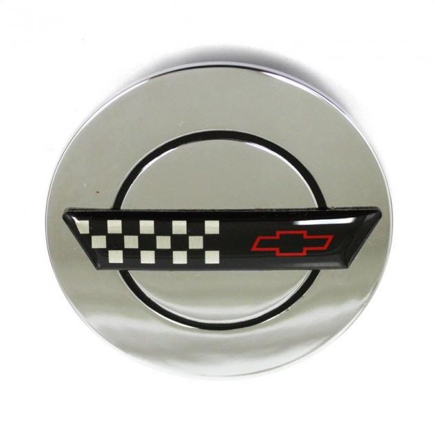 Corvette Wheel Center Cap, Chrome, with Emblem, for ZR1 Wheels, 1991-1996