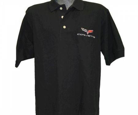 Corvette C6 2005-2013 Custom Embroidered Men's Pima Cotton Polo, Black, XS-4XL