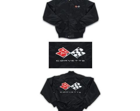 Corvette Satin Jacket, With C3 1968 Logo, Black