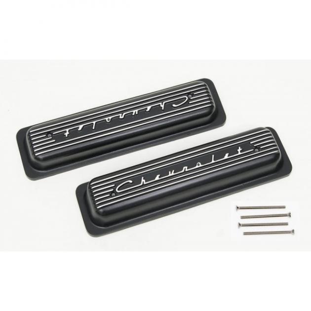 Corvette Valve Covers, Classic-Style, Aluminum, Black, 1986Late-1991