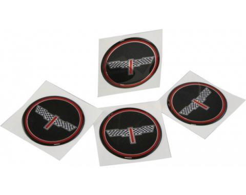 Corvette Wheel Spinner Kit Emblems, Checkered Flag, 2", Black, 1976-1987