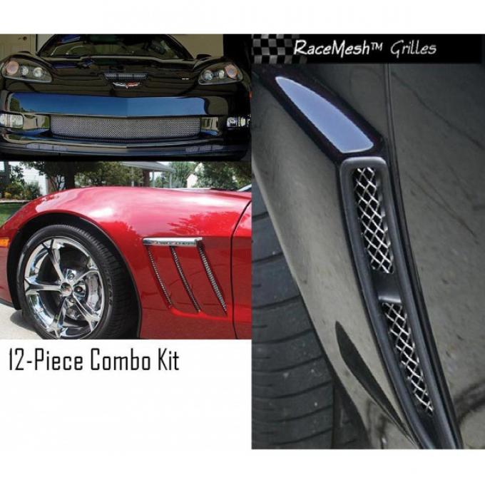 Corvette C6 Grand Sport Custom RaceMesh® 12-Piece Grille Combo Kit, 2010-2013