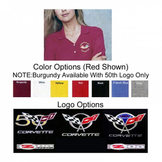 Corvette C5 50th Devon & Jones Polo, Womens, Burgundy