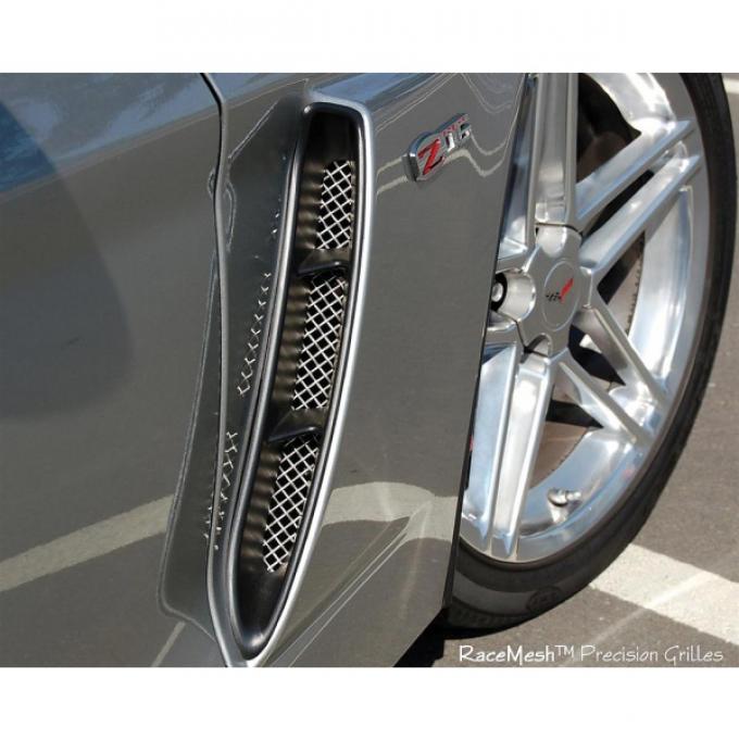 Corvette C6 Z06 Custom RaceMesh® Front Side Fender Grilles, 2010-2013