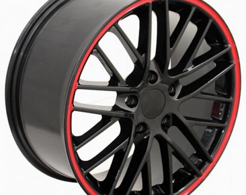 Corevtte 18 X 8.5 C6 ZR1 Reproduction Wheel, Black With RedBanding, 1988-2004