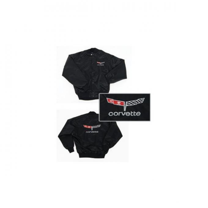 Corvette Satin Jacket, With C3 1980-1981 Logo, Black