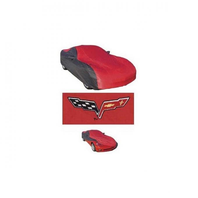 Corvette Car Cover, CoverKing, Two-Tone Stormproof™, With C6 Logo, Convertible, Red/Black, 2005-2013