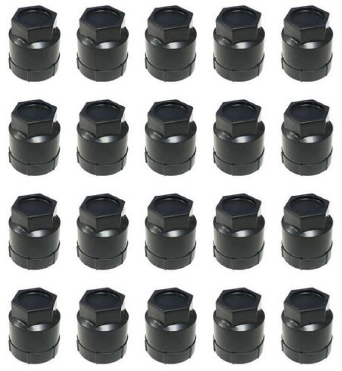 Redline Restomotive® 1984-1999 Chevrolet Corvette 20 Piece Black Wheel Lugnut Cap / Cover Kit