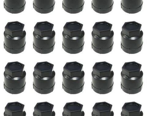 Redline Restomotive® 1984-1999 Chevrolet Corvette 20 Piece Black Wheel Lugnut Cap / Cover Kit