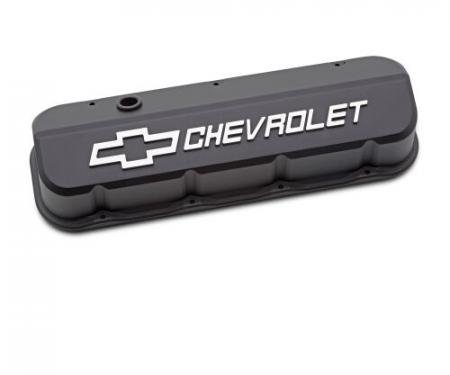 Proform Chevrolet Big-Block Slant-Edge Valve Covers, Black Crinkle, Tall, Raised and Milled Emblems 141-870