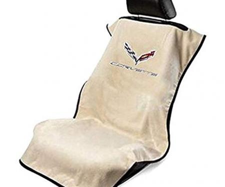 Seat Armour 2014-2019 Corvette Seat Towel, Tan with C7 Logo SA100COR7T