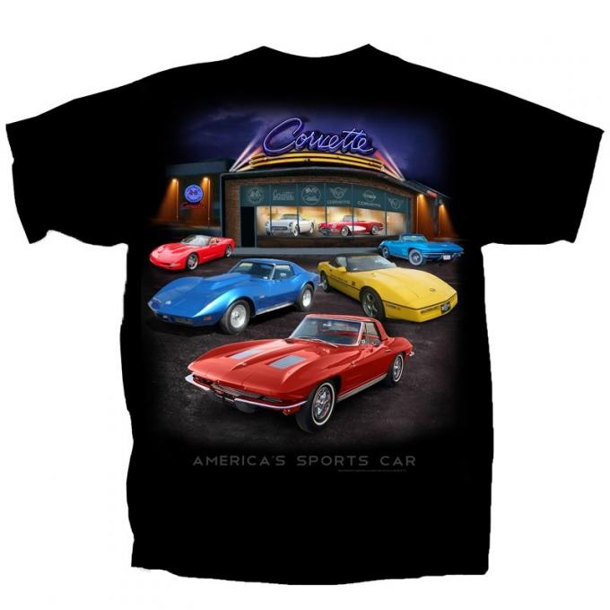 Corvette T-Shirt, Corvette Showroom, Black