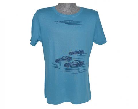 T-Shirt Corvette Trio Womens Nile Blue Short Sleeve