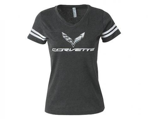 Corvette Ladies Smoke Black Football Jersey T-Shirt