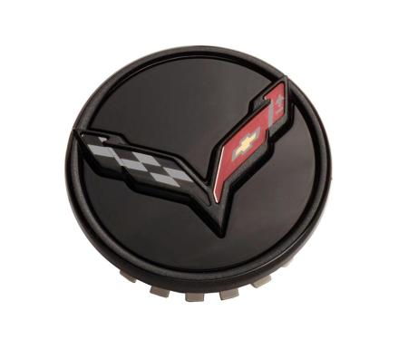 14-19 Black Wheel Center Cap with Black Trim C7 Emblem - Factory