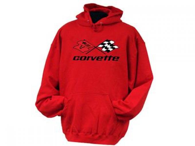 Hoodie/Hooded Sweatshirt With Crossflag Embroidered Logo Red