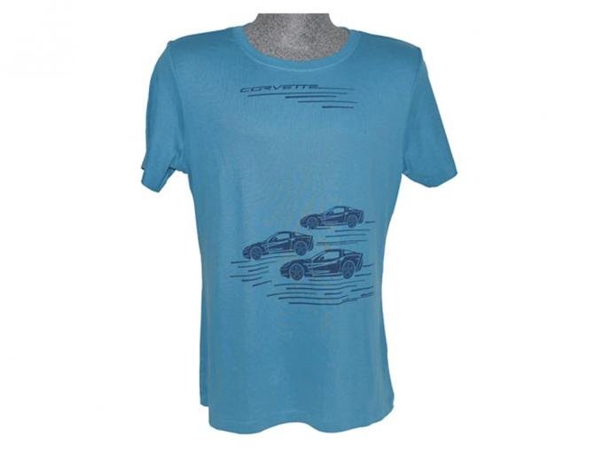 T-Shirt Corvette Trio Womens Nile Blue Short Sleeve