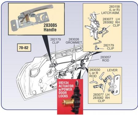 78-82 Power Door Lock Actuator Rod - Right