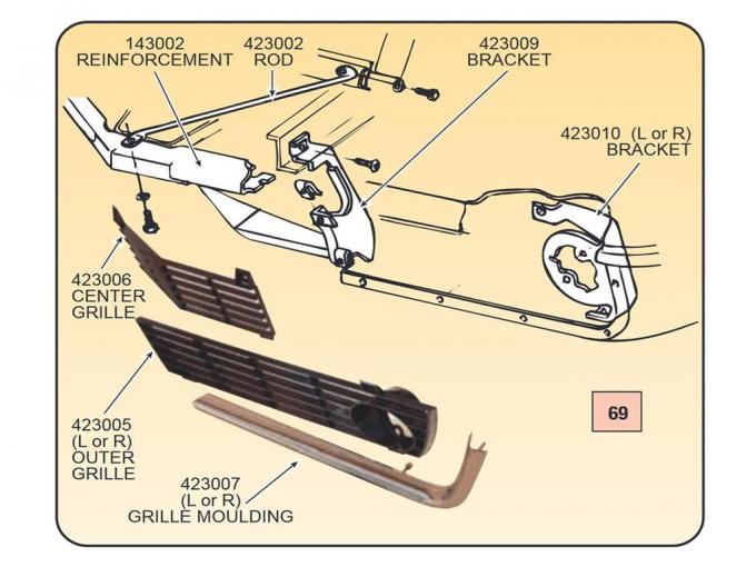 68-72 Hood Surround Reinforcement - Front - Fiberglass