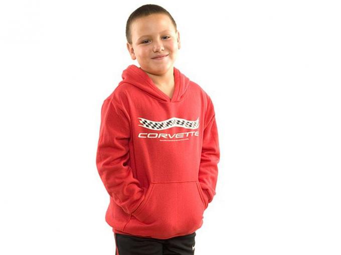 Boy's Red Sweatshirt Checkered Flag Logo