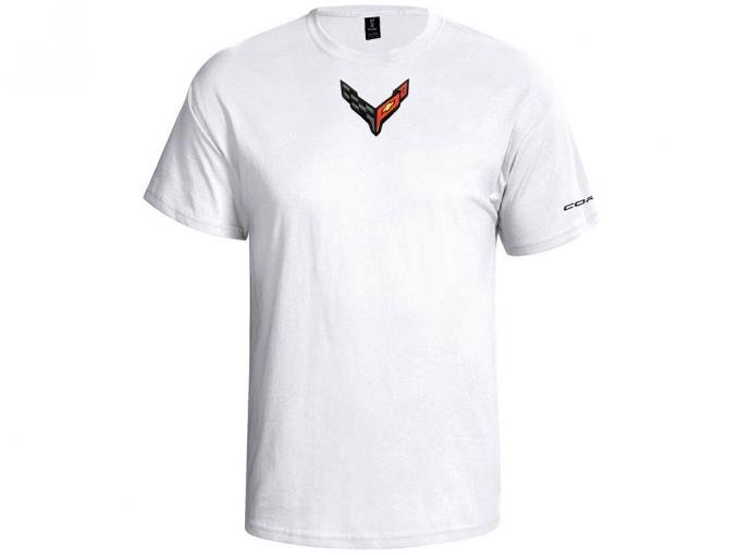 T-Shirt Corvette C8 Carbon Badge White