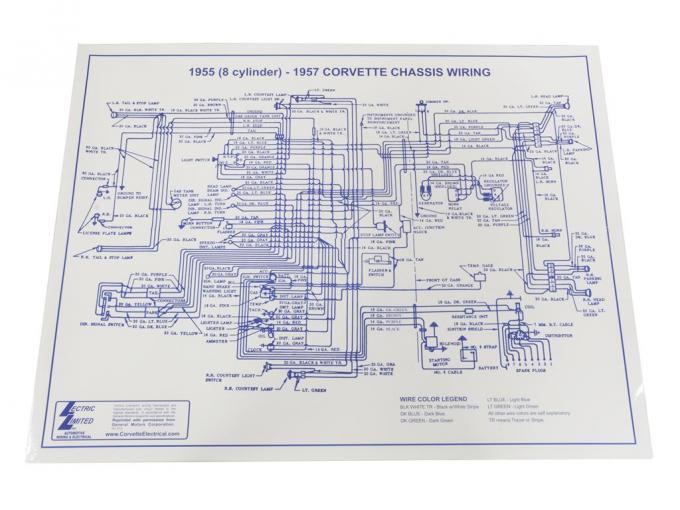 55-57 Wire Diagram - Laminated 17" X 22" Wire Diagram