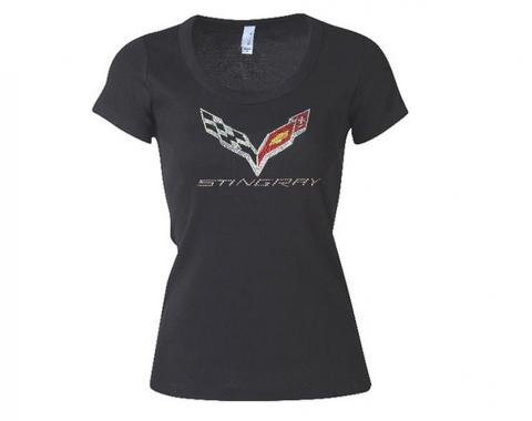 T-Shirt Ladies C7 Corvette Rhinestone Emblem