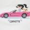 T-Shirt Womens White Short Sleeve With Pink Corvette