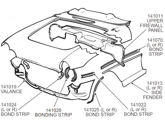 56-57 Right Hand Side Fender Press Moulded