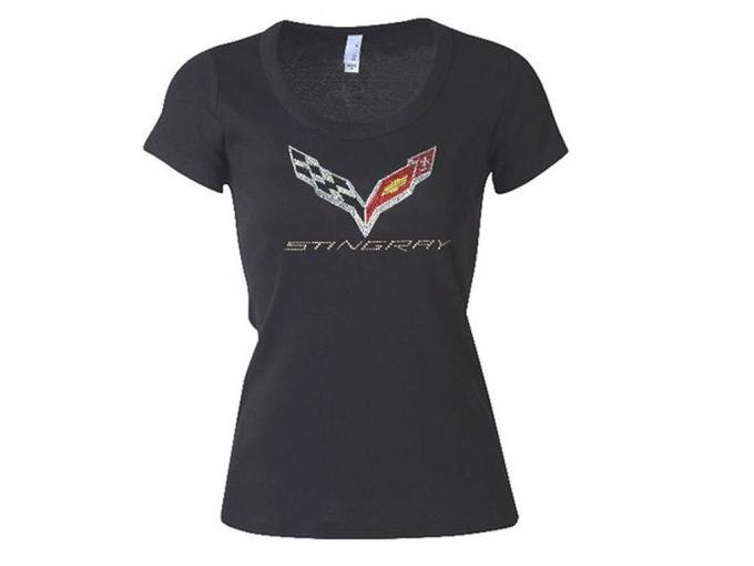 T-Shirt Ladies C7 Corvette Rhinestone Emblem