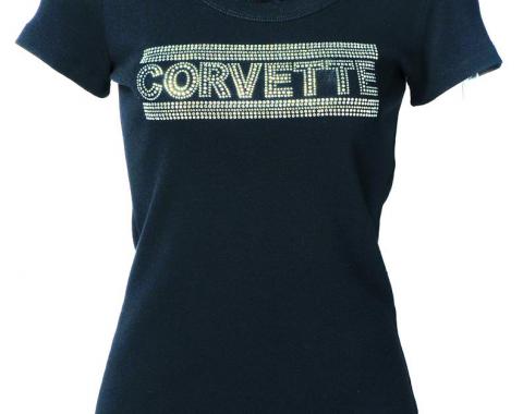 T-Shirt Ladies Corvette Rhinestone Silver