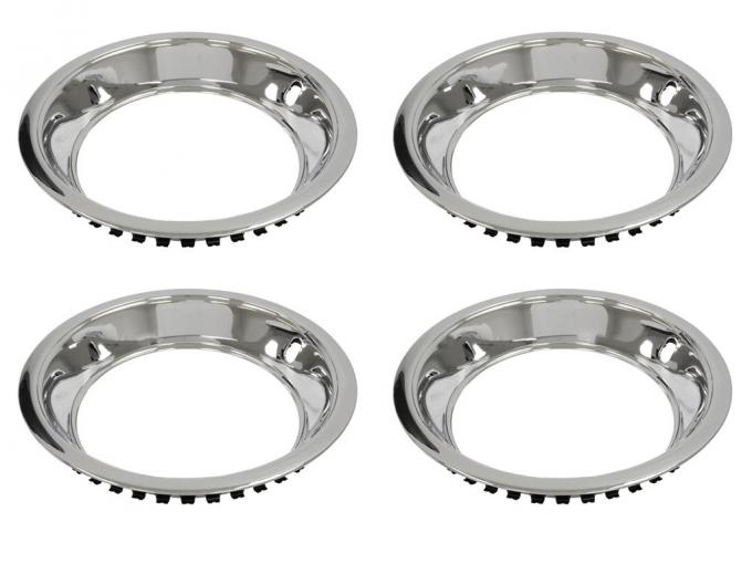 69-82 Rally Wheel Trim Ring - Stainless Steel With Inner Stepped Edge - Set of 4