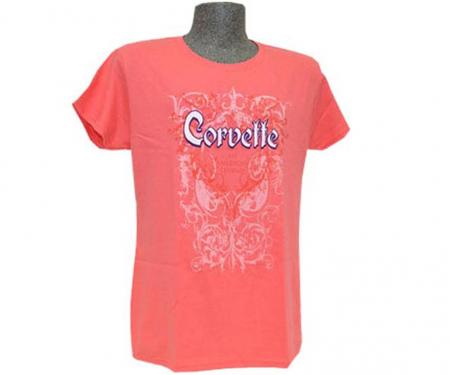 T-Shirt - Womans Corvette American Legend - Coral