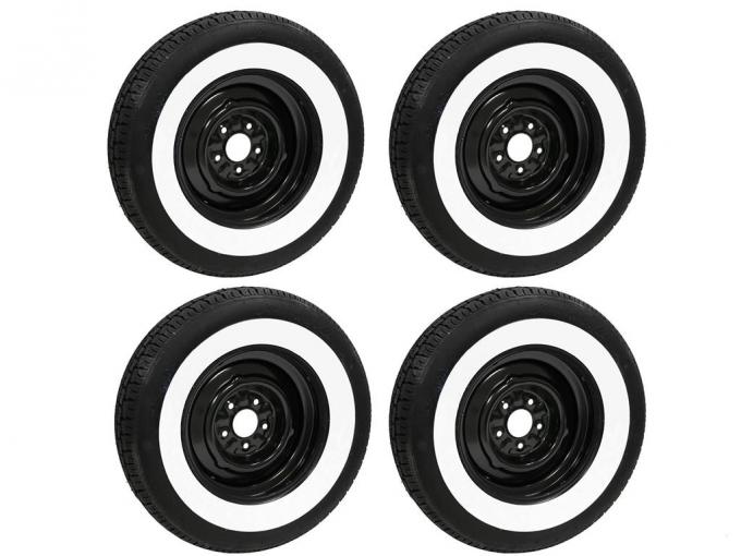 1953-1962 2-1/2” Whitewall American Classic Radial Tires with Wheels Mounted