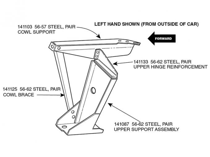 56-62 Upper Door Hinge Reinforcement - Pair - Steel