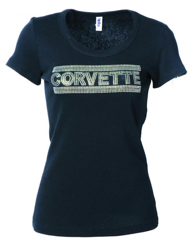 T-Shirt Ladies Corvette Rhinestone Silver