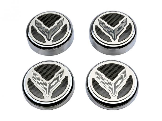 2020-2023 Engine Stainless Steel Cap Covers - Real Carbon Fiber Insert