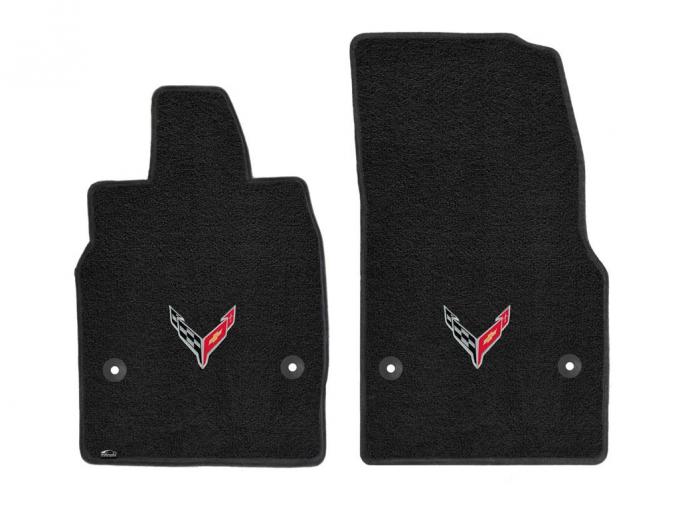 2020-2023 Ebony / Black Lloyds C8 Cross Flag Emblem Floor Mats