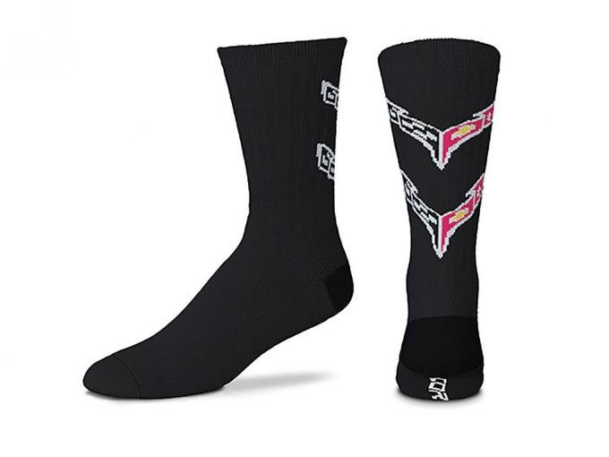 Corvette Emblem Black Crew Socks