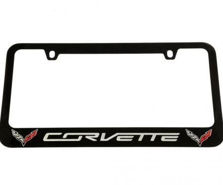 14-19 License Plate Frame / Bezel - C7 Logo Black