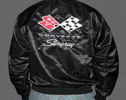 Jacket - Black Satin With Embroidered 68-72 C3 Emblem