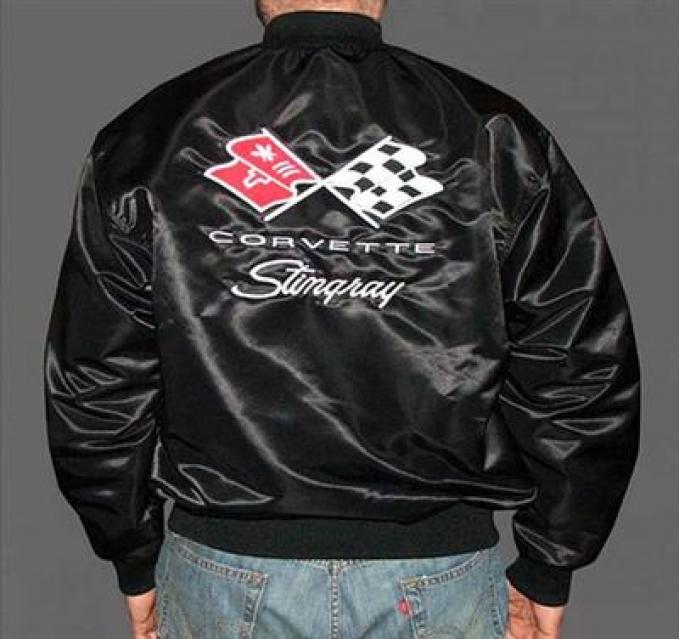 Jacket - Black Satin With Embroidered 68-72 C3 Emblem