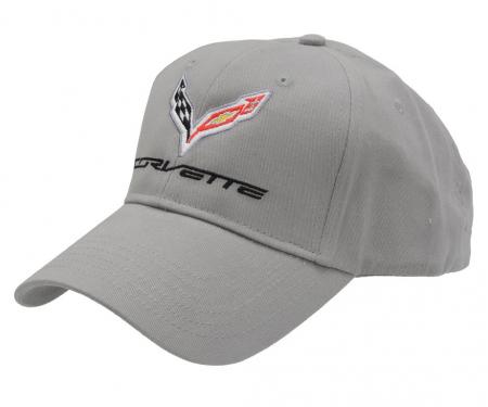 Gray C7 Embroidered Logo Low Profile Brushed Cotton Twill Hat